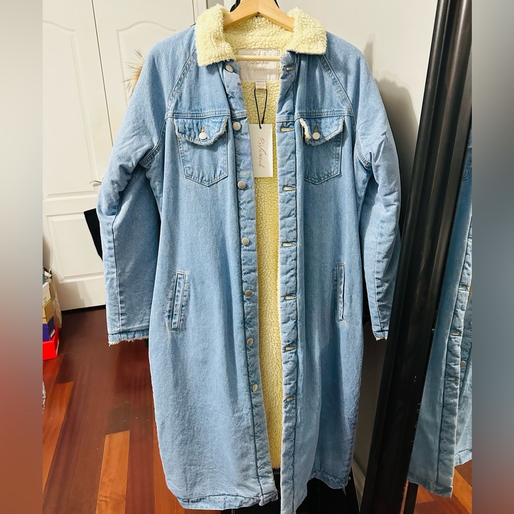 Women’s Long Fleece-Lined Denim Jacket